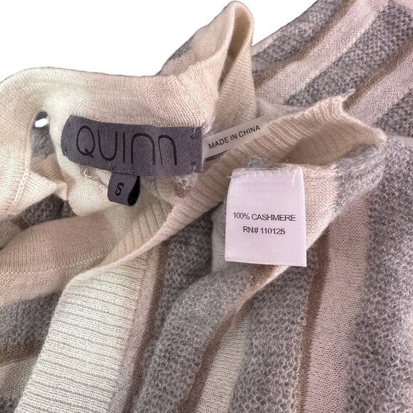 Quinn Women's Gray/Cream Knitted Stripe High & Low Hem Long Sleeve Size 2 - Picture 7 of 7